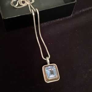 925 Sterling Silver and 3 Carat blue topaz necklace